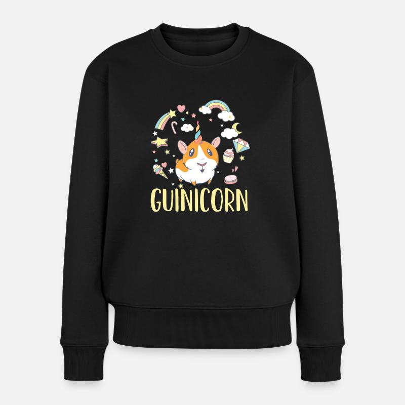 Meerschweinchen Einhorn - Frauen Premium Bio Pullover - Schwarz