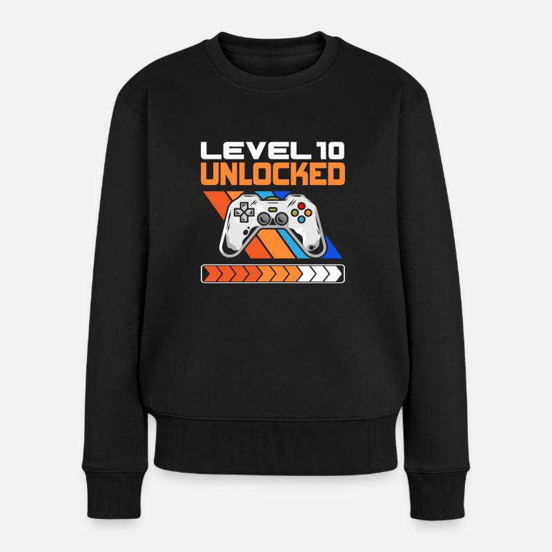 10. Geburtstag Level 10 Unlocked 10 Jahre alt - Frauen Premium Bio Pullover - Schwarz