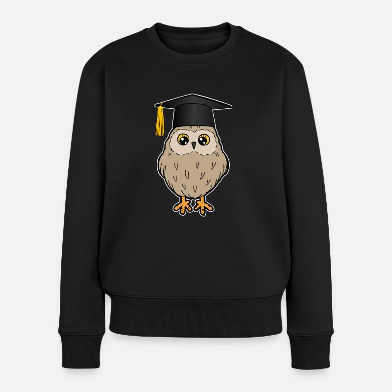 Bachelor Master Studium Abschluss Eule Lustig - Frauen Premium Bio Pullover - Schwarz
