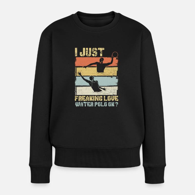 Wasserball Spruch - Frauen Premium Bio Pullover - Schwarz