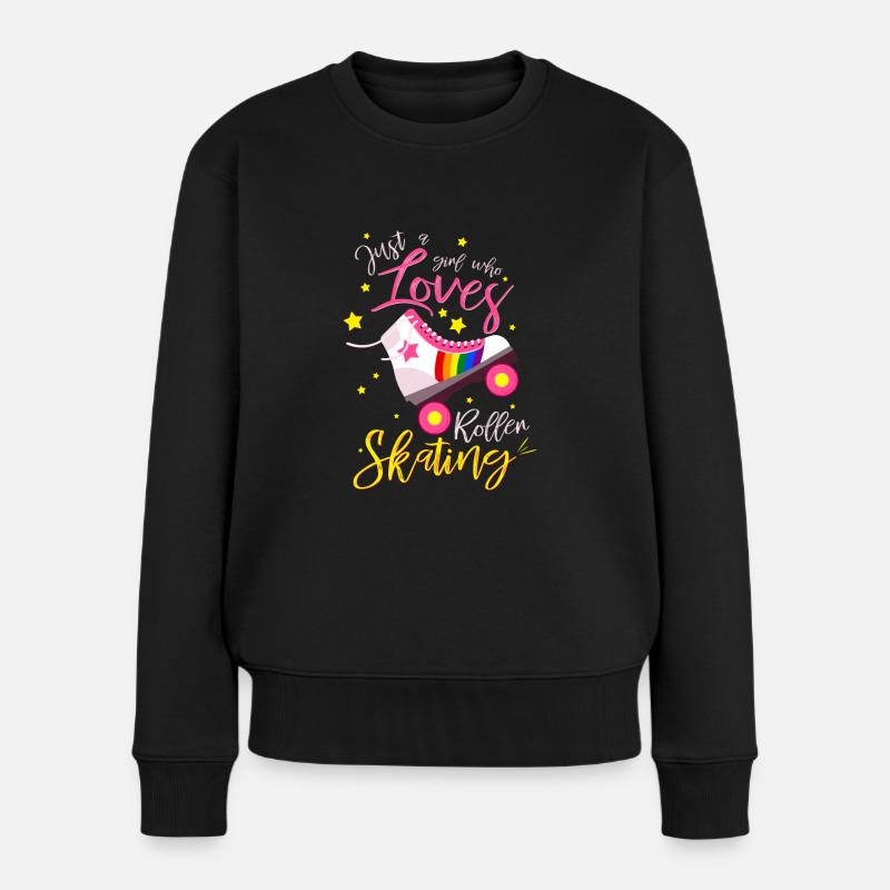 Ein Mädchen das Rollschuhe liebt Geschenkidee - Frauen Premium Bio Pullover - Schwarz