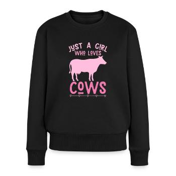 Just a girl who loves cows - farmer - Women's Premium Organic Jumper - black - Front - Julia (174cm)