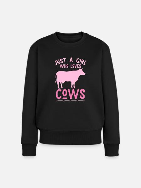 Just a girl who loves cows - Bauerin - Frauen Premium Bio Pullover - Schwarz