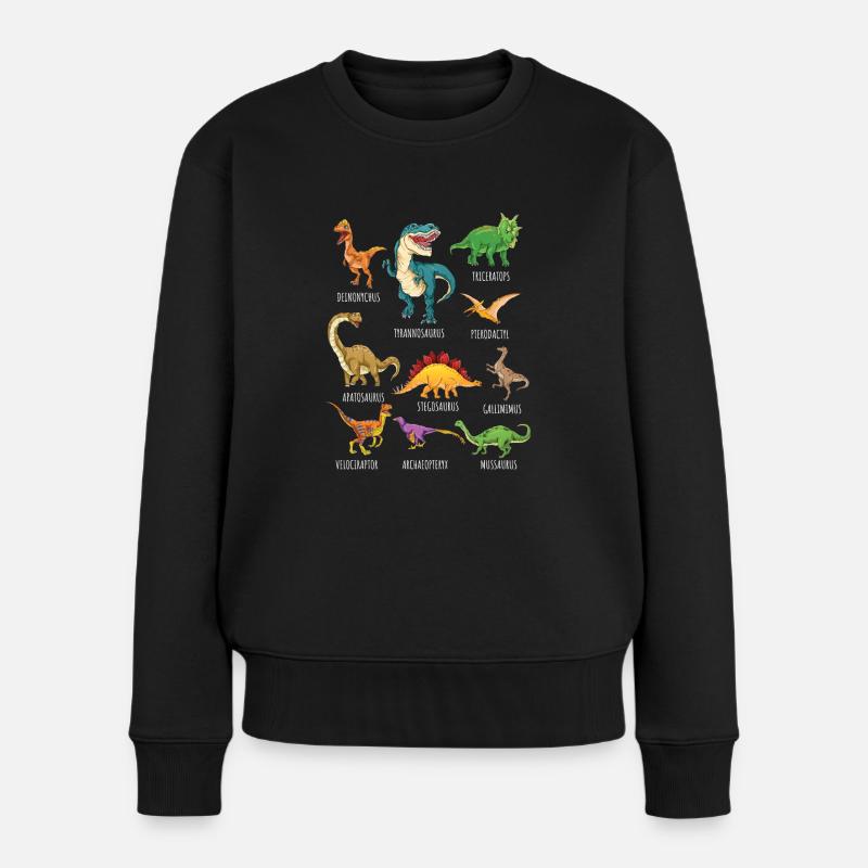Dinosaurier-Arten Grafiken Dino T-Rex Jungen Dinos - Frauen Premium Bio Pullover - Schwarz