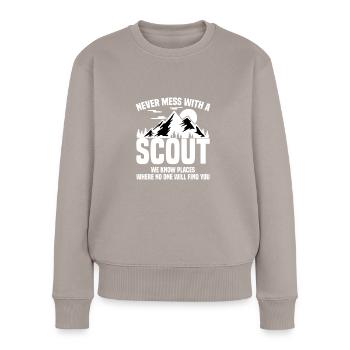 scout - Pull Premium bio Femme - taupe - Devant - Julia (174cm)