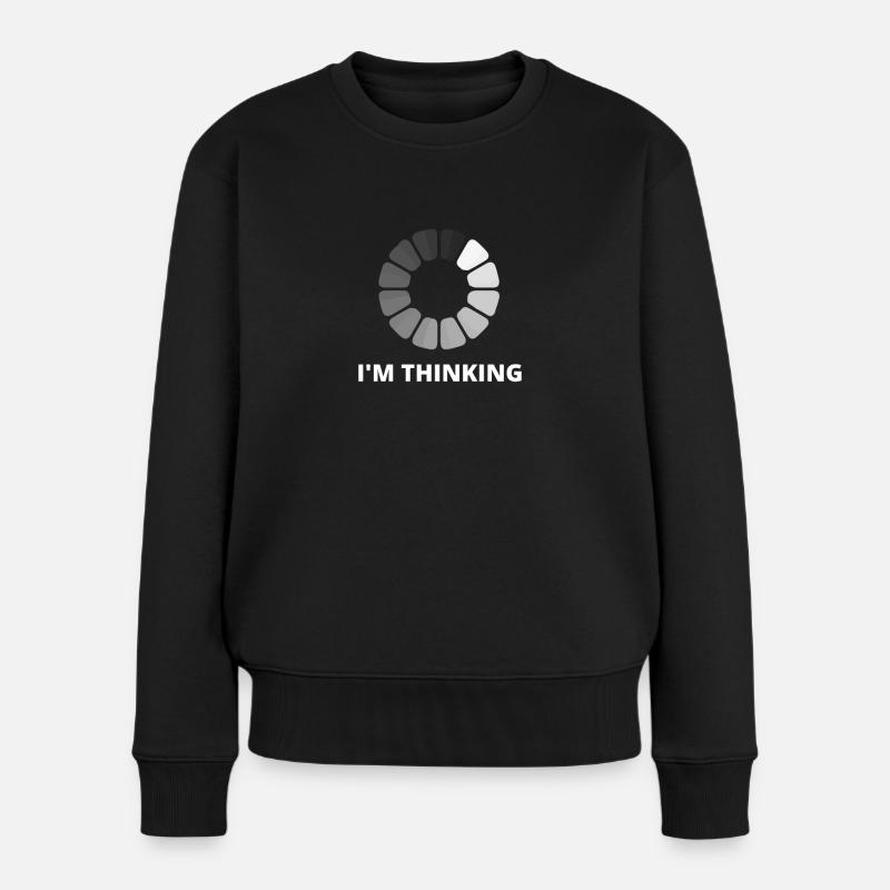 Ich denke, bin am denken Nerds - Frauen Premium Bio Pullover - Schwarz