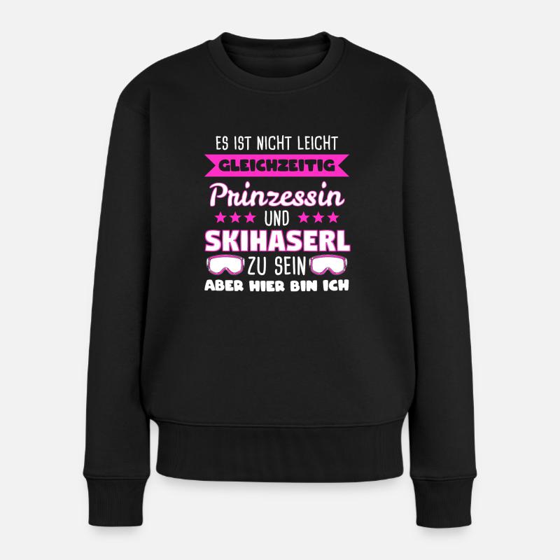 Skihaserl Skihase Apres Ski Skihasen Geschenk - Frauen Premium Bio Pullover - Schwarz