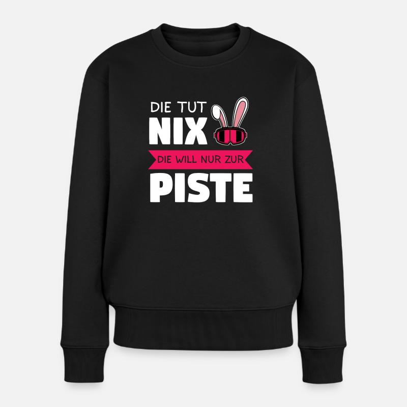 Skihase Piste Skihaserl Geschenk - Frauen Premium Bio Pullover - Schwarz