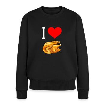 Broiler Brathhähnchen Grillhähnchen BBQ Hendl Huhn - Frauen Premium Bio Pullover - Schwarz - Vorne - Julia (174cm)
