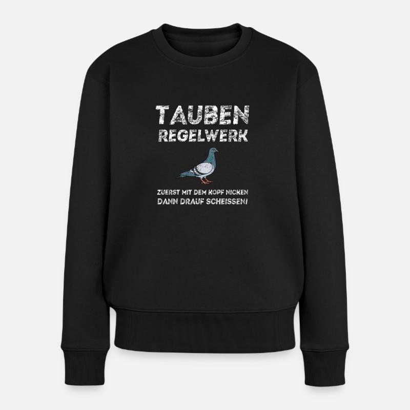 Tauben - Frauen Premium Bio Pullover - Schwarz