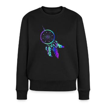 Traumfänger Indianer Dream Traum Feder - Frauen Premium Bio Pullover - Schwarz - Vorne - Julia (174cm)