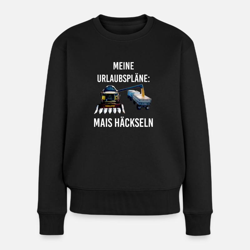 Urlaubspläne Drescher Fahren Maiskolben - Frauen Premium Bio Pullover - Schwarz