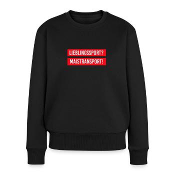 Lieblingssport Maistransport Lustig Maishäckseln - Frauen Premium Bio Pullover - Schwarz - Vorne - Julia (174cm)