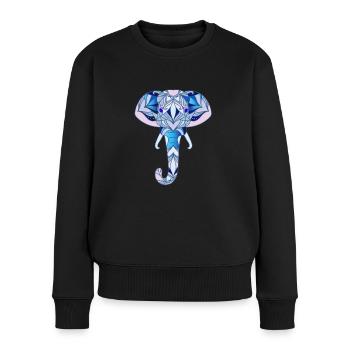 Elefant Mandala Tiere Yoga Tier Kunst Geschenk - Frauen Premium Bio Pullover - Schwarz - Vorne - Julia (174cm)