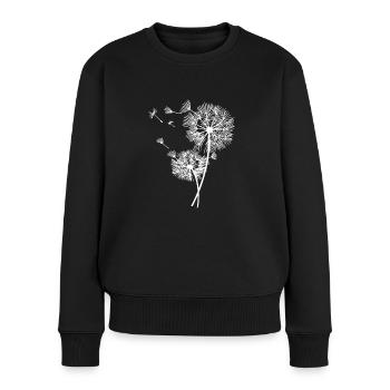 Fleurs de pissenlit porte-bonheur motif floral femme - Pull Premium bio Femme - noir - Devant - Julia (174cm)