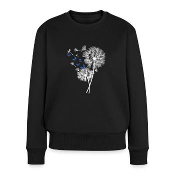 Cadeau de motif de fleur de pissenlit papillon - Pull Premium bio Femme - noir - Devant - Julia (174cm)