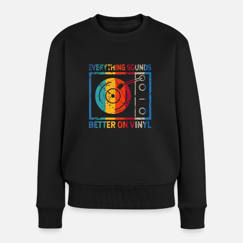 DJ Vinyl Plattenspieler LP Schallplatten - Frauen Premium Bio Pullover - Schwarz