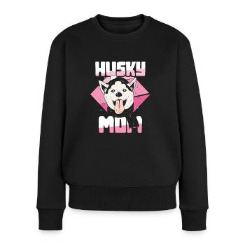 Husky Mom - Sibirischer Husky Muttertag - Frauen Premium Bio Pullover - Schwarz - Vorne - Julia (174cm)