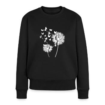 Cadeau de motif floral papillon pissenlit - Pull Premium bio Femme - noir - Devant - Julia (174cm)
