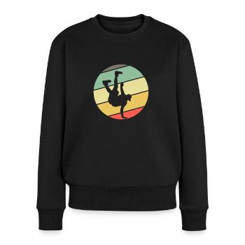 Retro Breakdance Bboying Breakdancing - Frauen Premium Bio Pullover - Schwarz - Vorne - Julia (174cm)