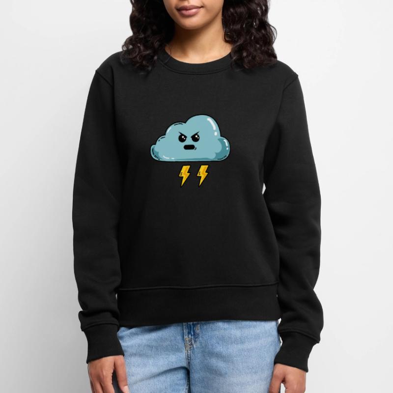 Evil Cloud Thunderstorm Thunder Cloudy Women's Premium Organic Jumper