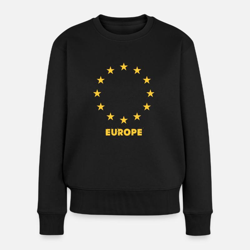 Europa - Frauen Premium Bio Pullover - Schwarz