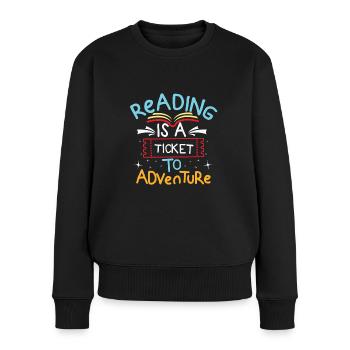 Bücher Bücher lesen Bücher Romane Bücherregal - Frauen Premium Bio Pullover - Schwarz - Vorne - Julia (174cm)
