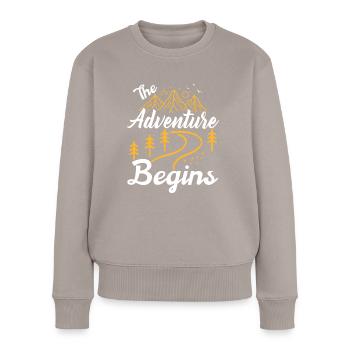 L'aventure commence - Pull Premium bio Femme - taupe - Devant - Julia (174cm)