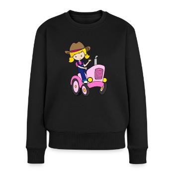 Traktorfahrer Mädchen Damen Bauer Kinder Geschenk - Frauen Premium Bio Pullover - Schwarz - Vorne - Julia (174cm)