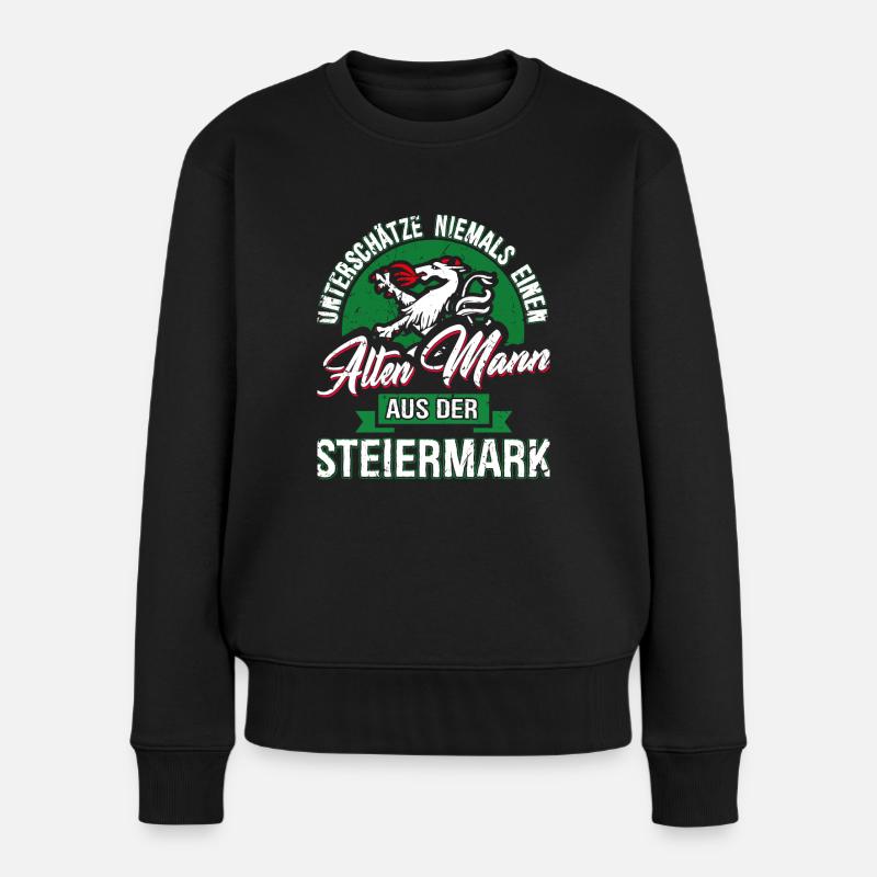 Unterschätze Nie einen Alten Steirer - Frauen Premium Bio Pullover - Schwarz