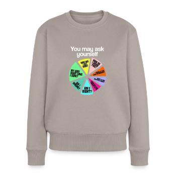 Sie können sich fragen: Persönliche Einführung Cha - Frauen Premium Bio Pullover - Taupe - Vorne - Julia (174cm)