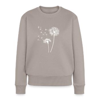 pusteblume shirt Damen Geschenk Blumenmotiv - Frauen Premium Bio Pullover - Taupe - Vorne - Julia (174cm)