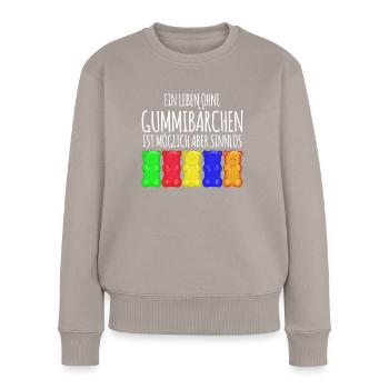 Gummibärchen lustiger Spruch Witz - Frauen Premium Bio Pullover - Taupe - Vorne - Julia (174cm)