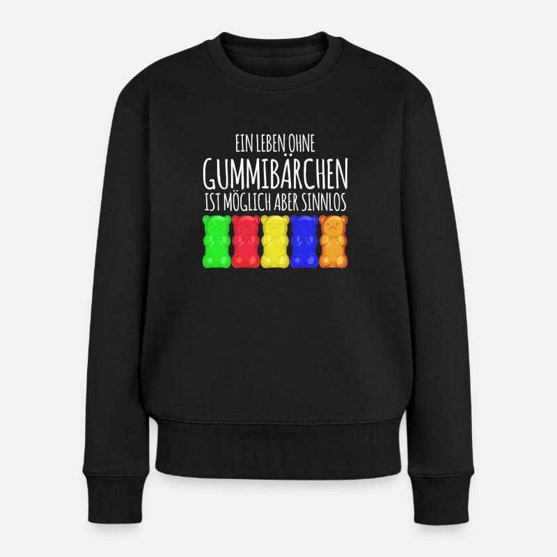 Gummibärchen lustiger Spruch Witz - Frauen Premium Bio Pullover - Schwarz