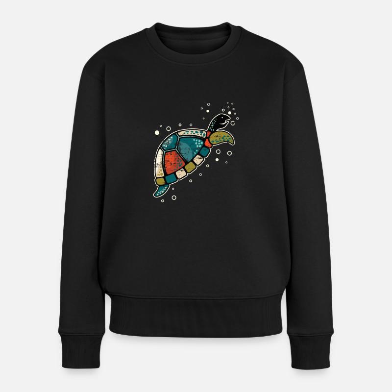 Schildkröte - Frauen Premium Bio Pullover - Schwarz