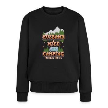 Camping mari femme disant camping cadeau - Pull Premium bio Femme - noir - Devant - Julia (174cm)