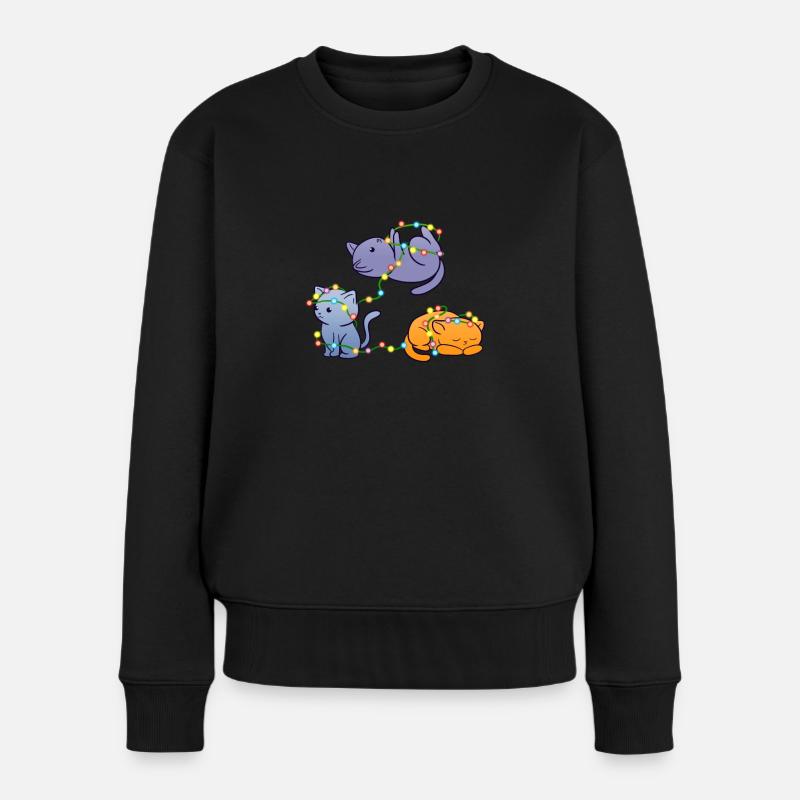 Christmas Cats - Frauen Premium Bio Pullover - Schwarz