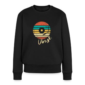 Vinyl Schallplatte - Frauen Premium Bio Pullover - Schwarz - Vorne - Julia (174cm)