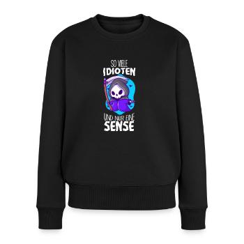 Lustige Sprüche - Frauen Premium Bio Pullover - Schwarz - Vorne - Julia (174cm)