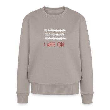 Ich schreibe Code Coder Programmer Programmiergeschenk - Frauen Premium Bio Pullover - Taupe - Vorne - Julia (174cm)