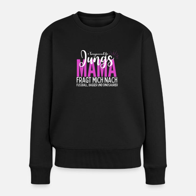 JungsMama Fussball Bagger Dinosaurier Geschenk - Frauen Premium Bio Pullover - Schwarz