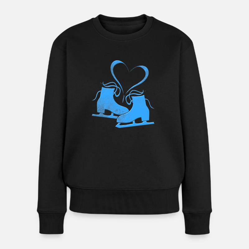 Schlittschuhlaufen Liebe - Frauen Premium Bio Pullover - Schwarz