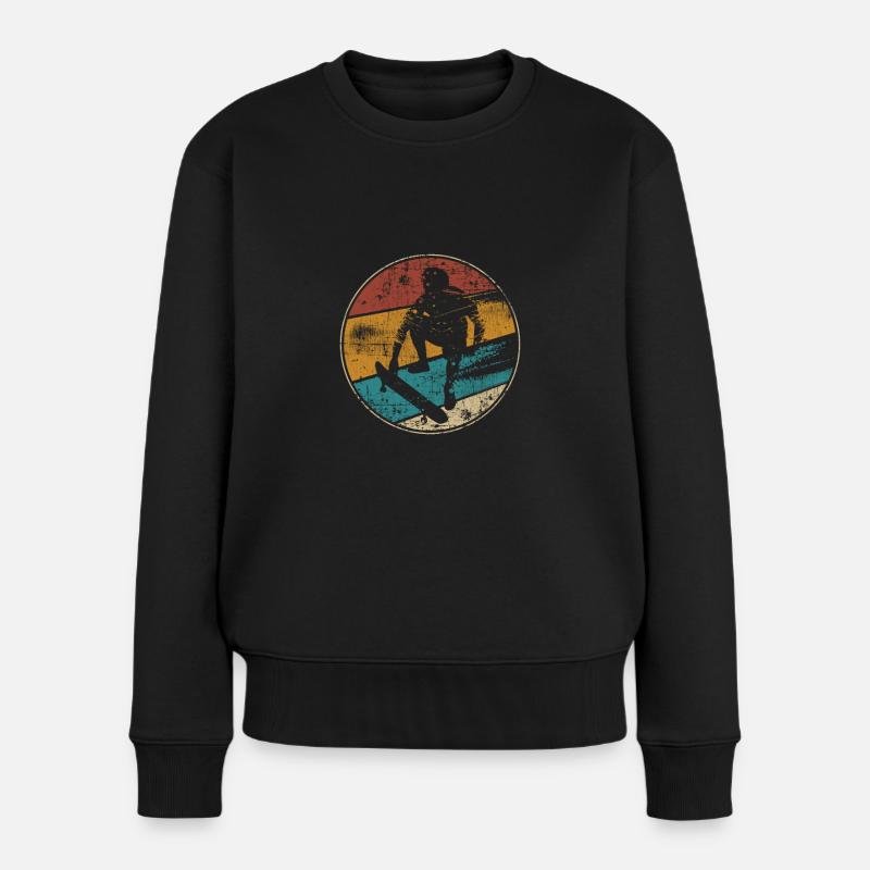 Skateboard Skater vintage - Frauen Premium Bio Pullover - Schwarz