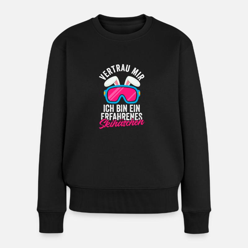 Skihäschen Skihase Skifahrerin Geschenk - Frauen Premium Bio Pullover - Schwarz