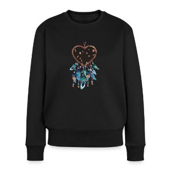 Coeur de capteur de rêves - Pull Premium bio Femme - noir - Devant - Julia (174cm)