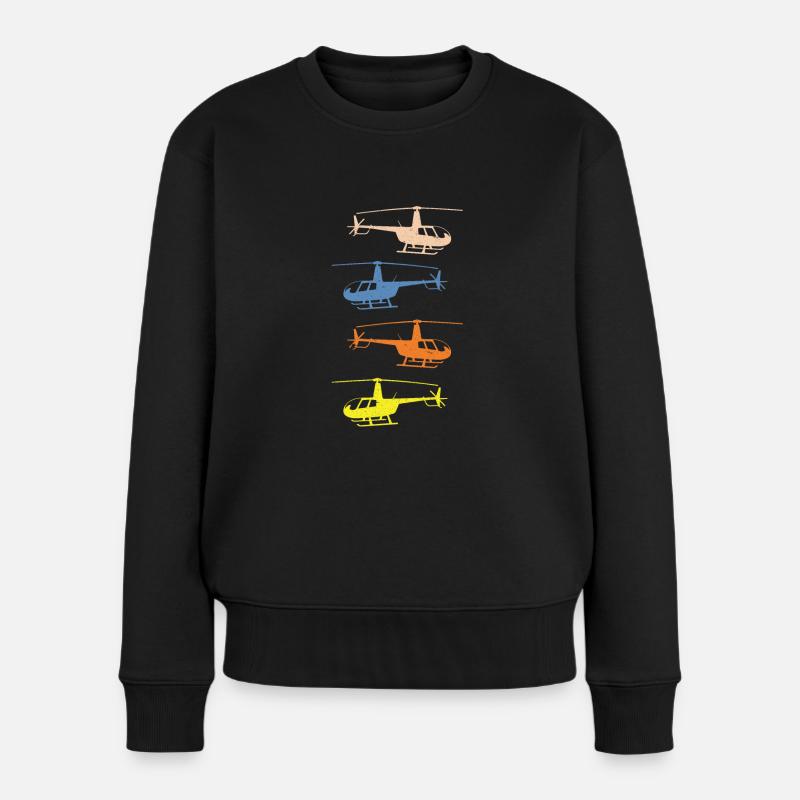 R44 Hubschrauber Helikopter Fluglehrer Flugschüler - Frauen Premium Bio Pullover - Schwarz