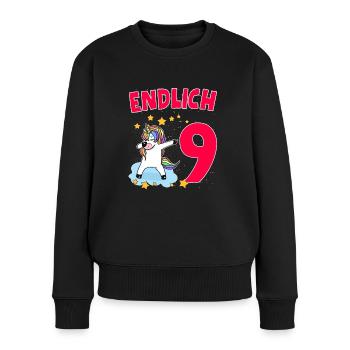 Endlich 9 - Frauen Premium Bio Pullover - Schwarz - Vorne - Julia (174cm)