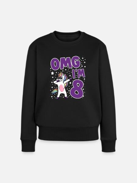 OMG I AM 8 - Frauen Premium Bio Pullover - Schwarz