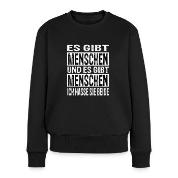 Ich Hasse Menschen - Frauen Premium Bio Pullover - Schwarz - Vorne - Julia (174cm)