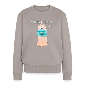 PRÄSERVATIV MASKE RUNDUMSCHUTZ - Frauen Premium Bio Pullover - Taupe - Vorne - Julia (174cm)